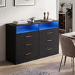 Commode - 6 Lades - Ledverlichting - Met Oplaadstation - Zwart