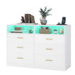 Commode - 6 Lades - Ledverlichting - Met Oplaadstation - Wit