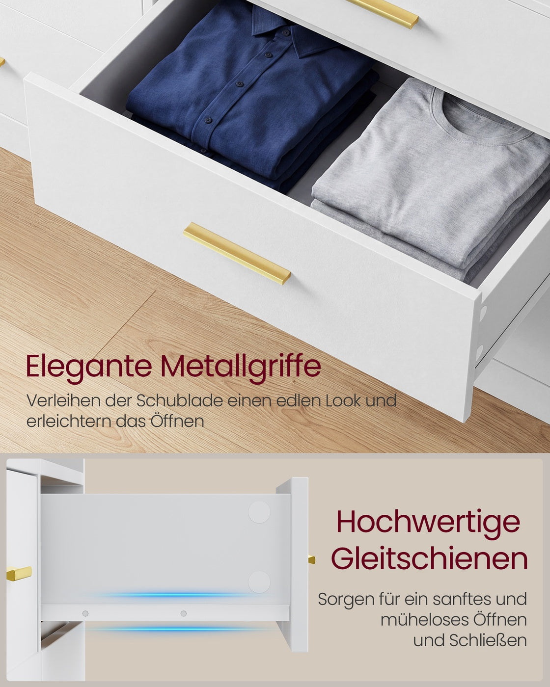Commode - 40 x 119 x 81,2 cm - Wolkenwit - 10 kg per lade - 75 kg bovenpaneel - 39,9 kg
