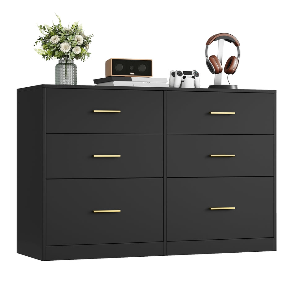 Commode - 40 x 119 x 78 cm - 6 lades - inktzwart - max. belasting bovenpaneel 75 kg - max. belasting per lade 10 kg