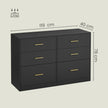 Commode - 6 Lades - Modern - 119 cm Breed - Zwart