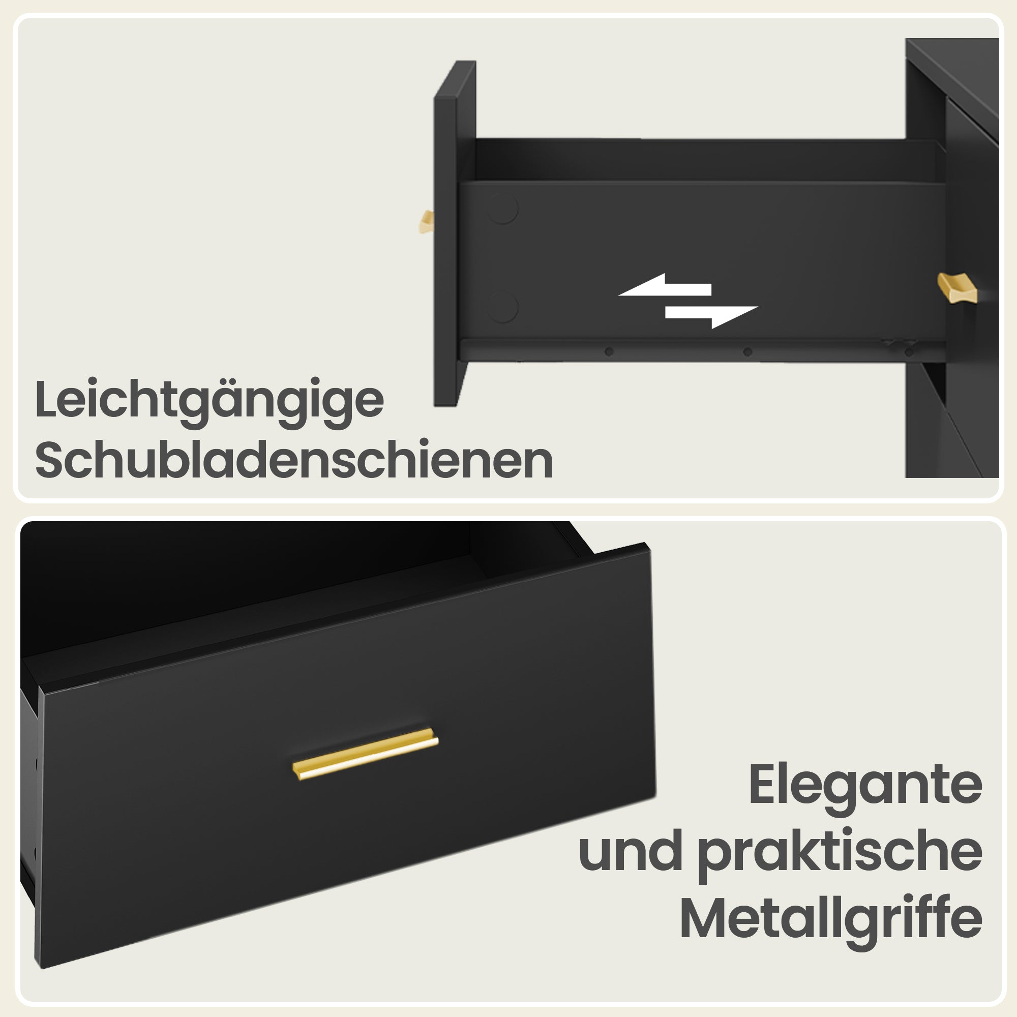 Commode - 6 Lades - Modern - 119 cm Breed - Zwart