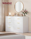 Commode - 40 x 119 x 78 cm - 6 lades - Wolkenwit - Max. lades belastbaarheid 10 kg - Max. bovenpaneel belastbaarheid 75 kg