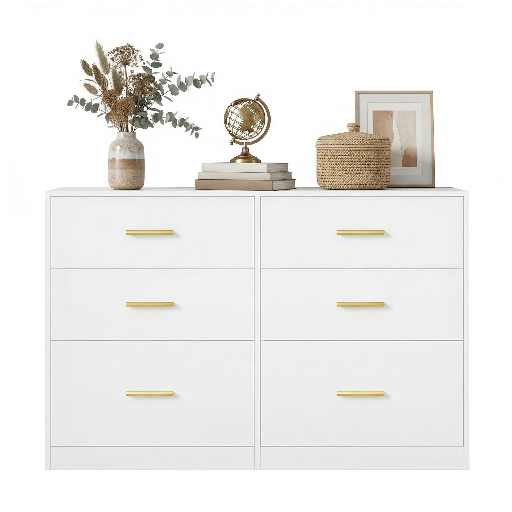 Commode - 6 Lades - Modern - 119 cm Breed - Wit