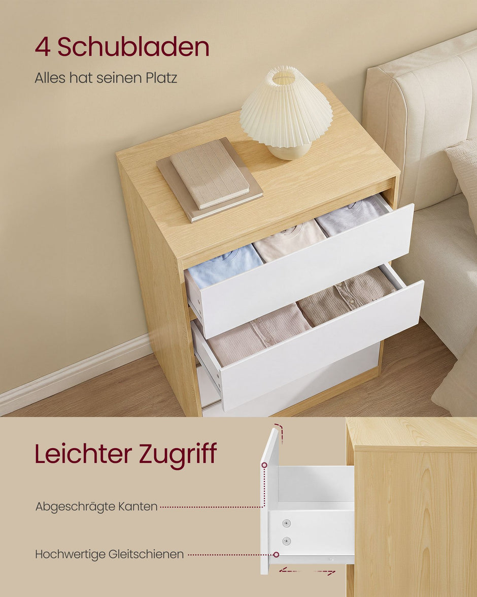 Nachtkastje - Met Lade - Eikenbeige en wolkwit - 60,2 x 40,4 x 97,4 cm