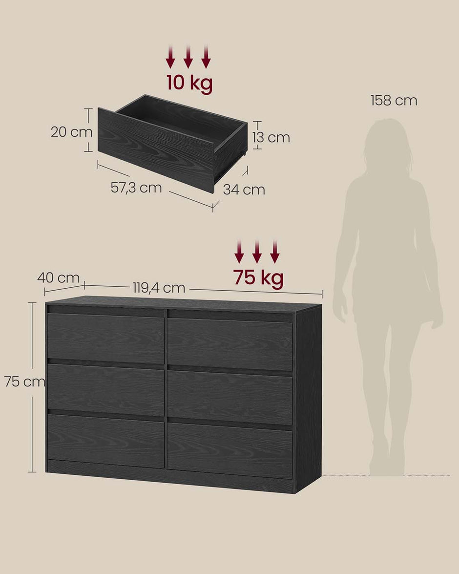 Slaapkamerkast – 6 Lades – Hout – Slaapkamer