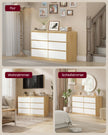 Commode - 6 Lades - Modern - 119 cm Breed - Amandelgeel-Wit