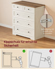 Commode - 5 Lades - Landelijke Stijl - 80 cm Breed - Vintage Wit-Honingbruin