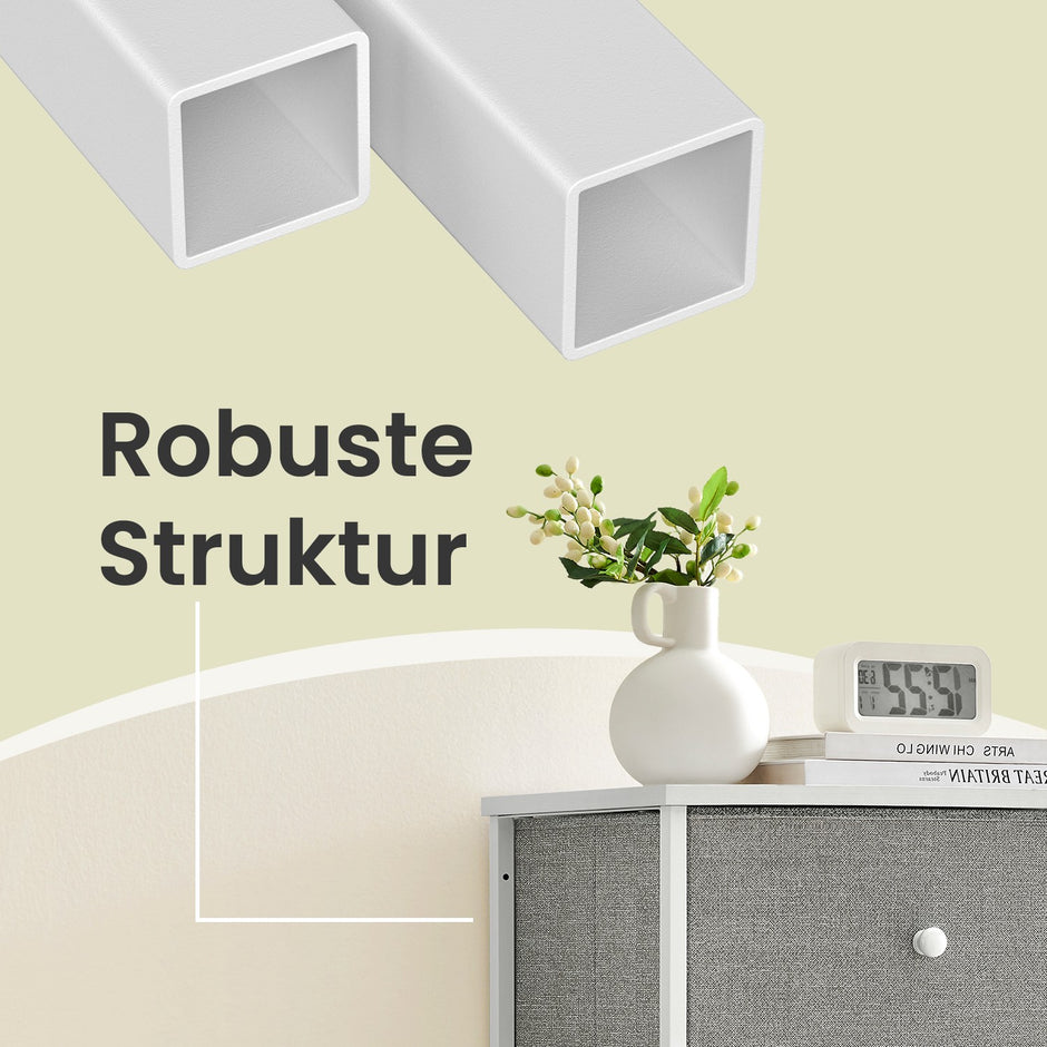 Brustkiste - 5 Stoffschubladen - Metallrahmen - Speicherschrank