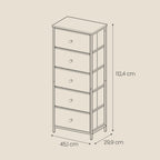 Brustkiste - 5 Stoffschubladen - Metallrahmen - Speicherschrank