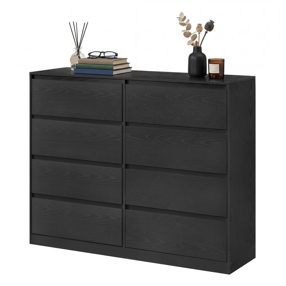Commode - 8 Lades - Modern - 119 cm Breed - Ebbenzwart
