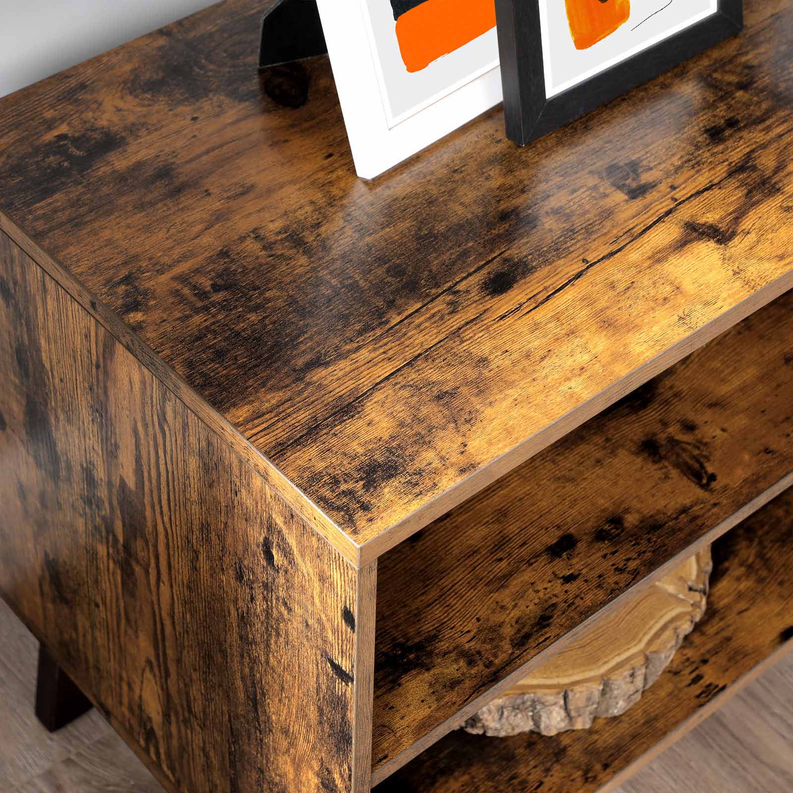 TV -Möbel - Fernsehschrank mit 2 Türen - Verstellbare Regale - Brown