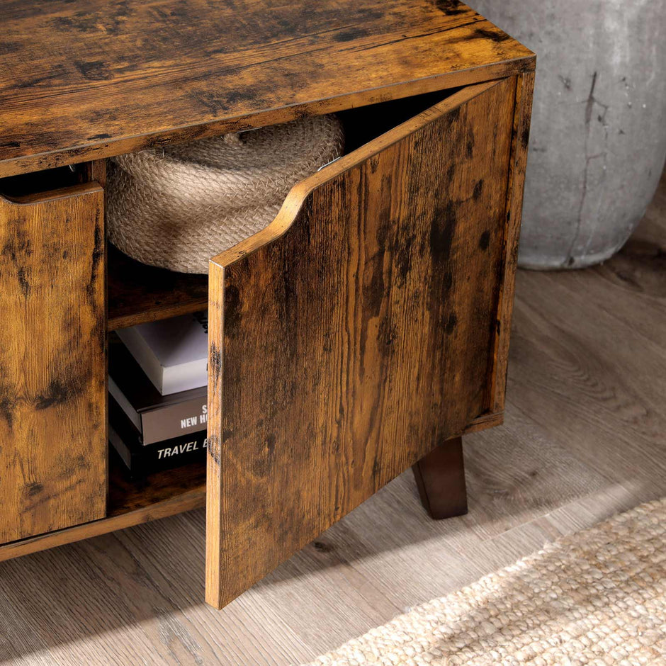 TV -Möbel - Fernsehschrank mit 2 Türen - Verstellbare Regale - Brown