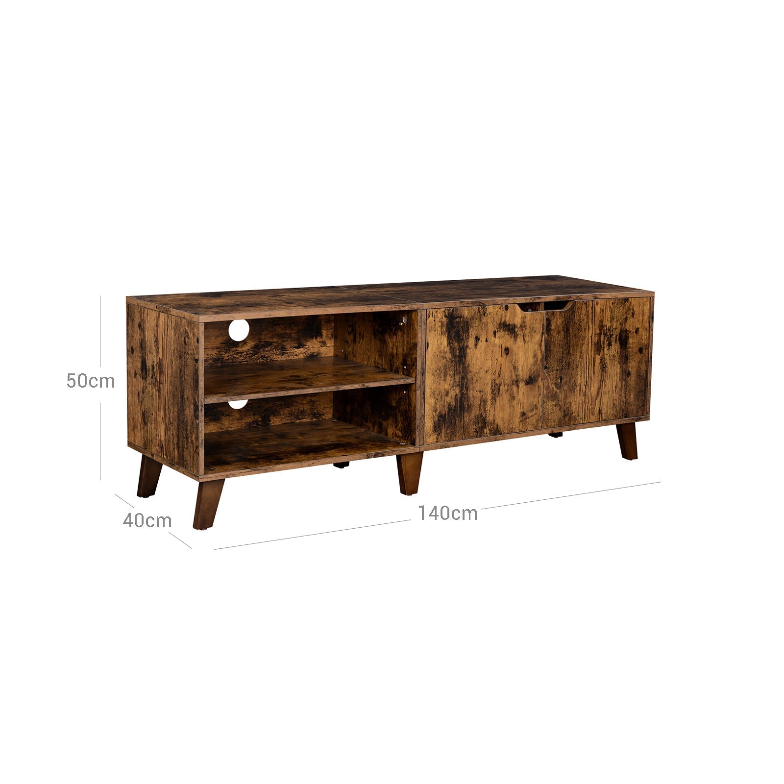 TV -Möbel - Fernsehschrank mit 2 Türen - Verstellbare Regale - Brown