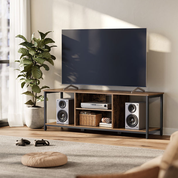 TV-Möbel mit offenen Fächern, die für Fernseher bis zu 65 Zoll möglich sind