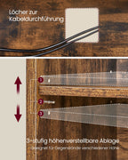 TV-Möbel mit offenen Fächern, die für Fernseher bis zu 65 Zoll möglich sind