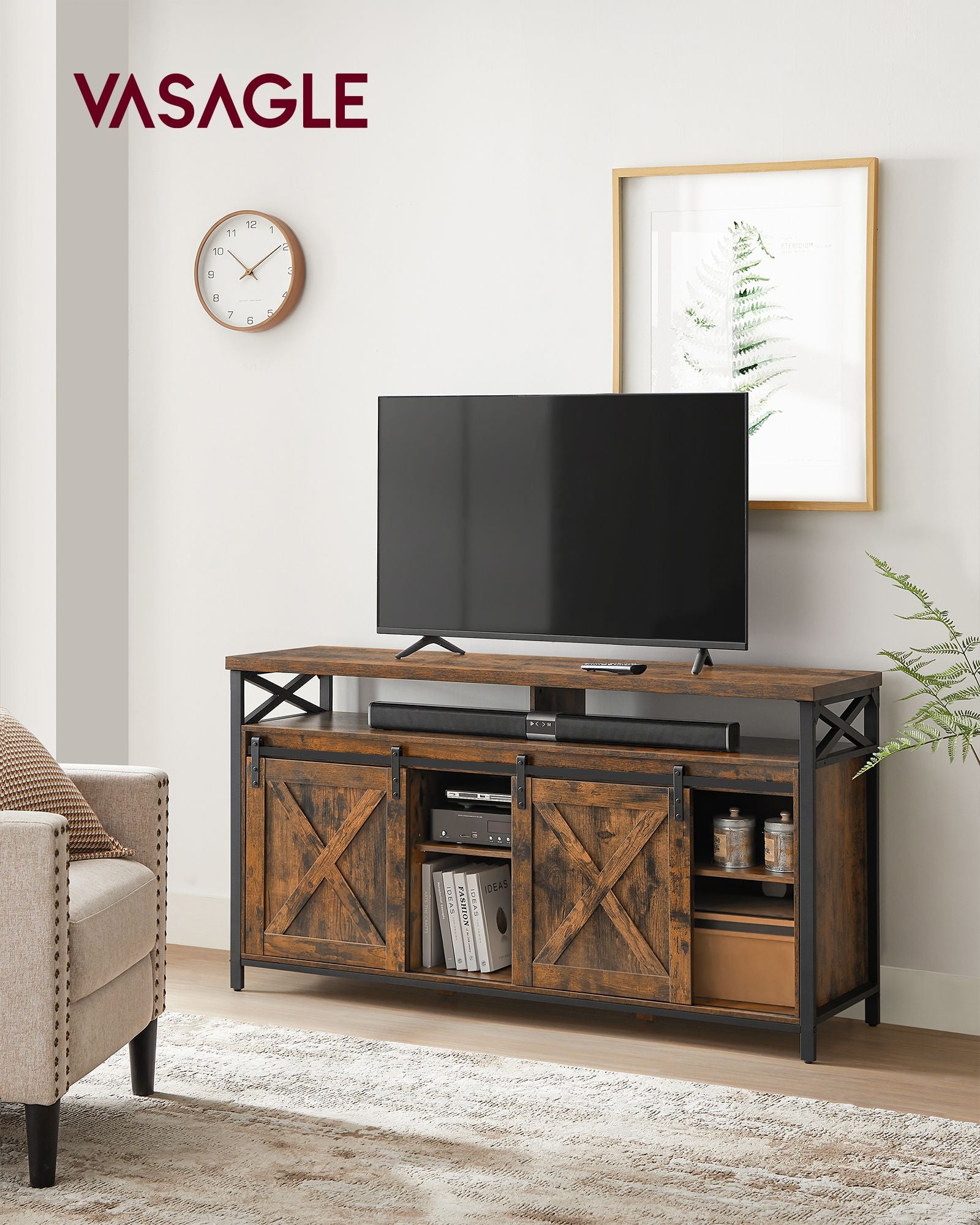 TV-Möbel-Country-Style-Vintage Brown-Zwart