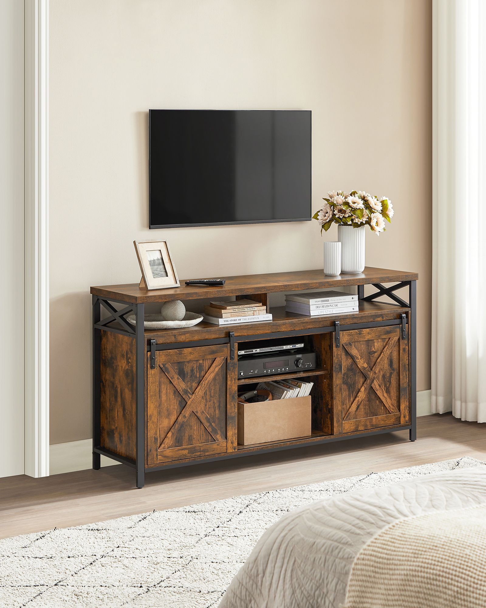 TV-Möbel-Country-Style-Vintage Brown-Zwart