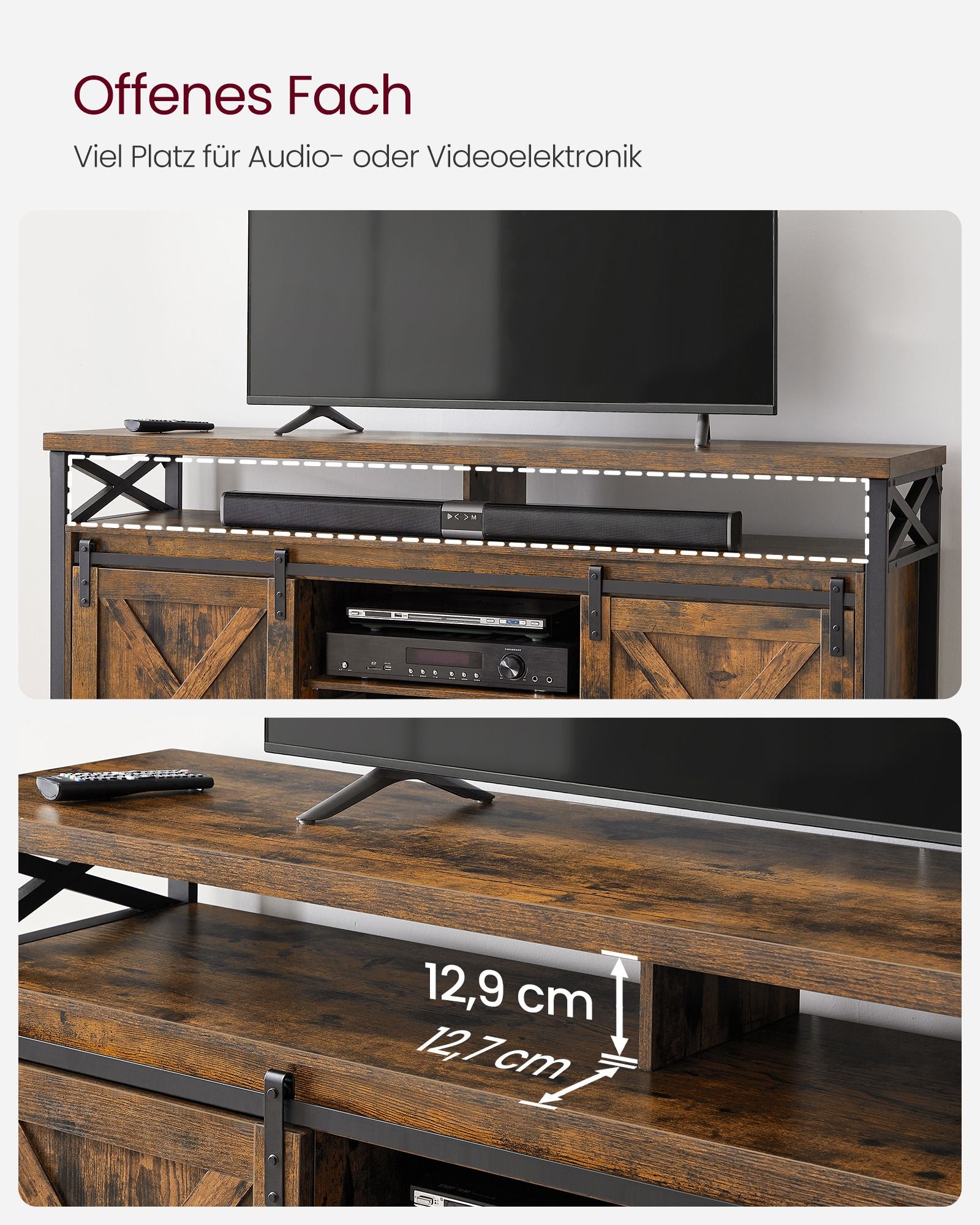 TV-Möbel-Country-Style-Vintage Brown-Zwart