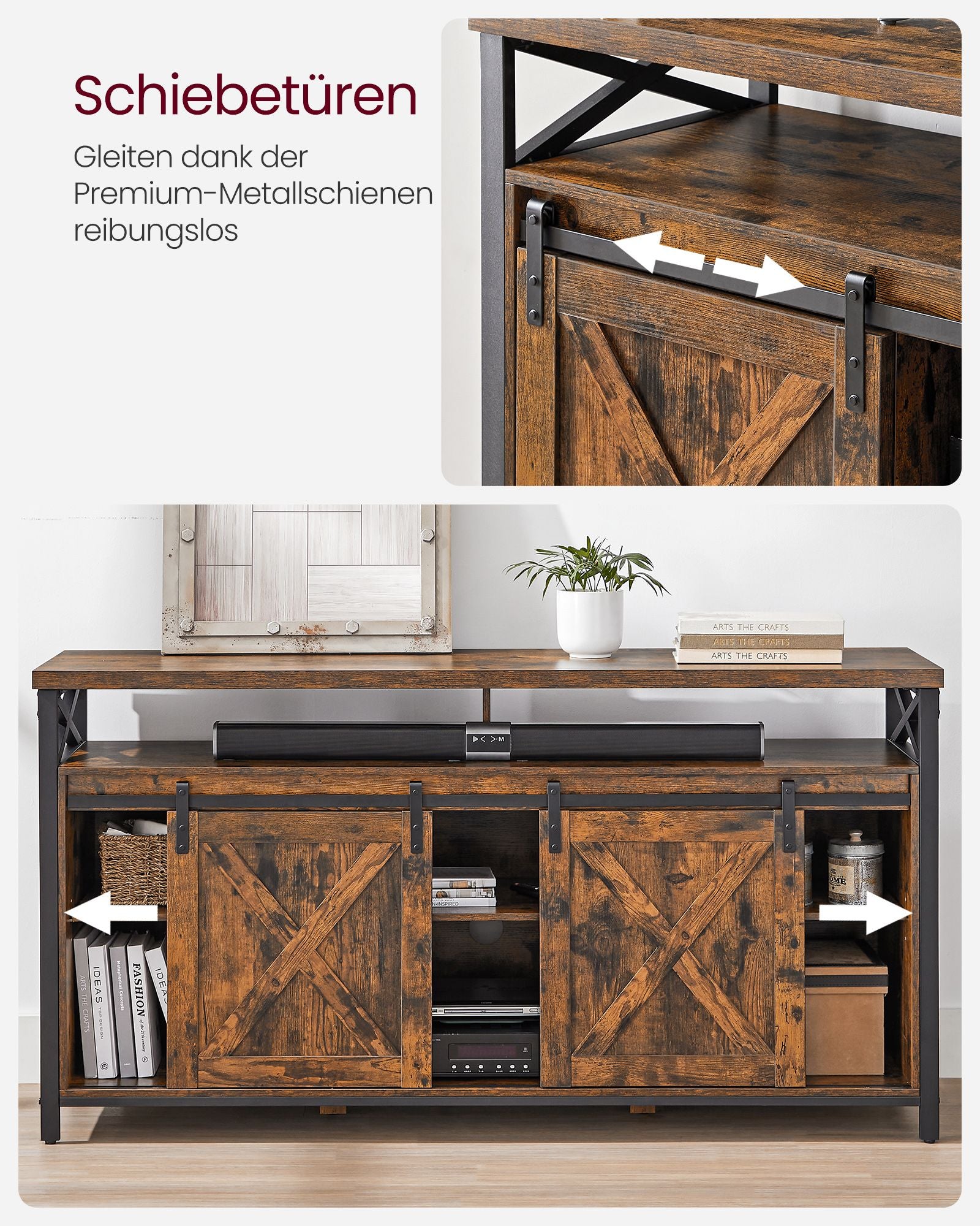 TV-Möbel-Country-Style-Vintage Brown-Zwart