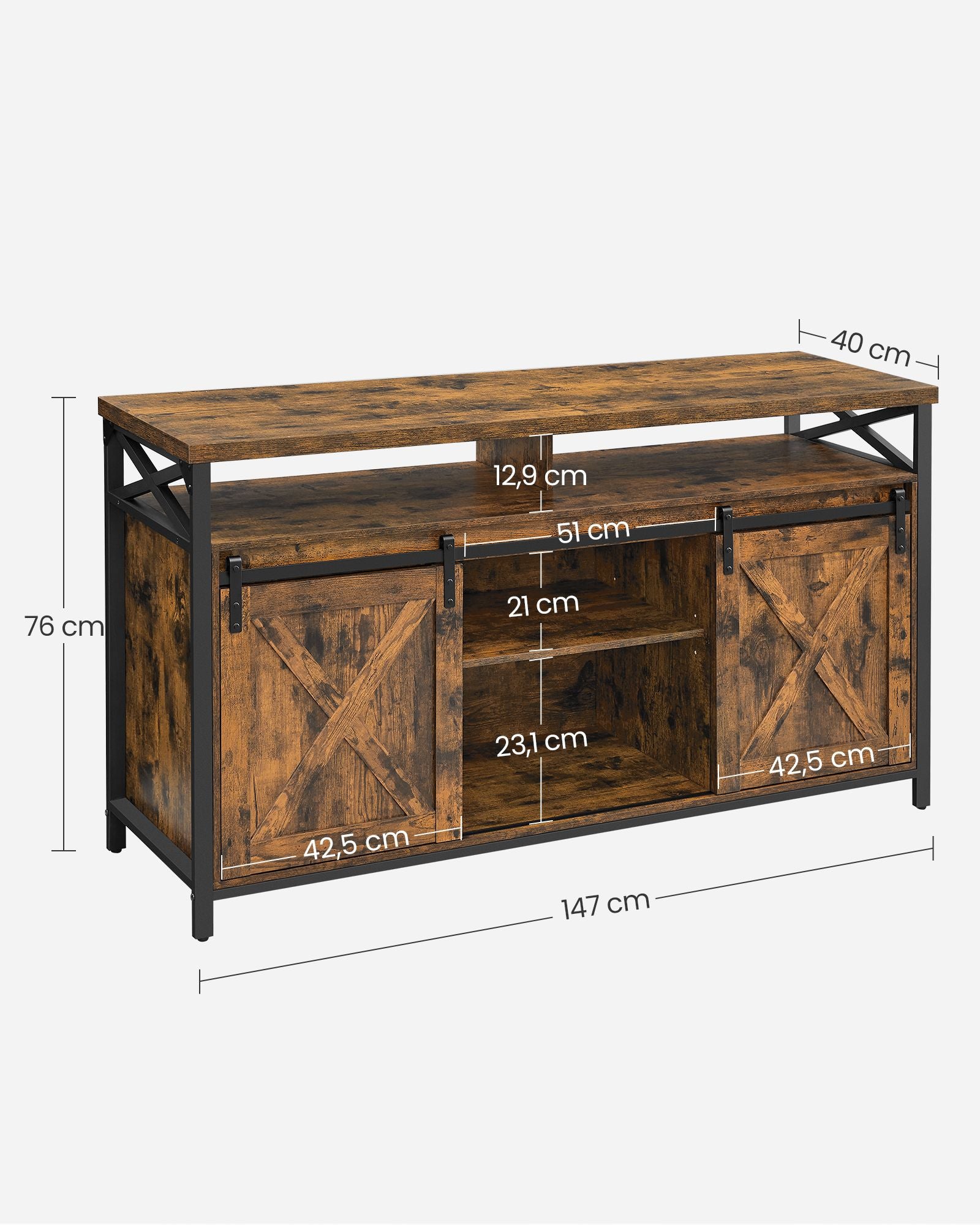 TV-Möbel-Country-Style-Vintage Brown-Zwart