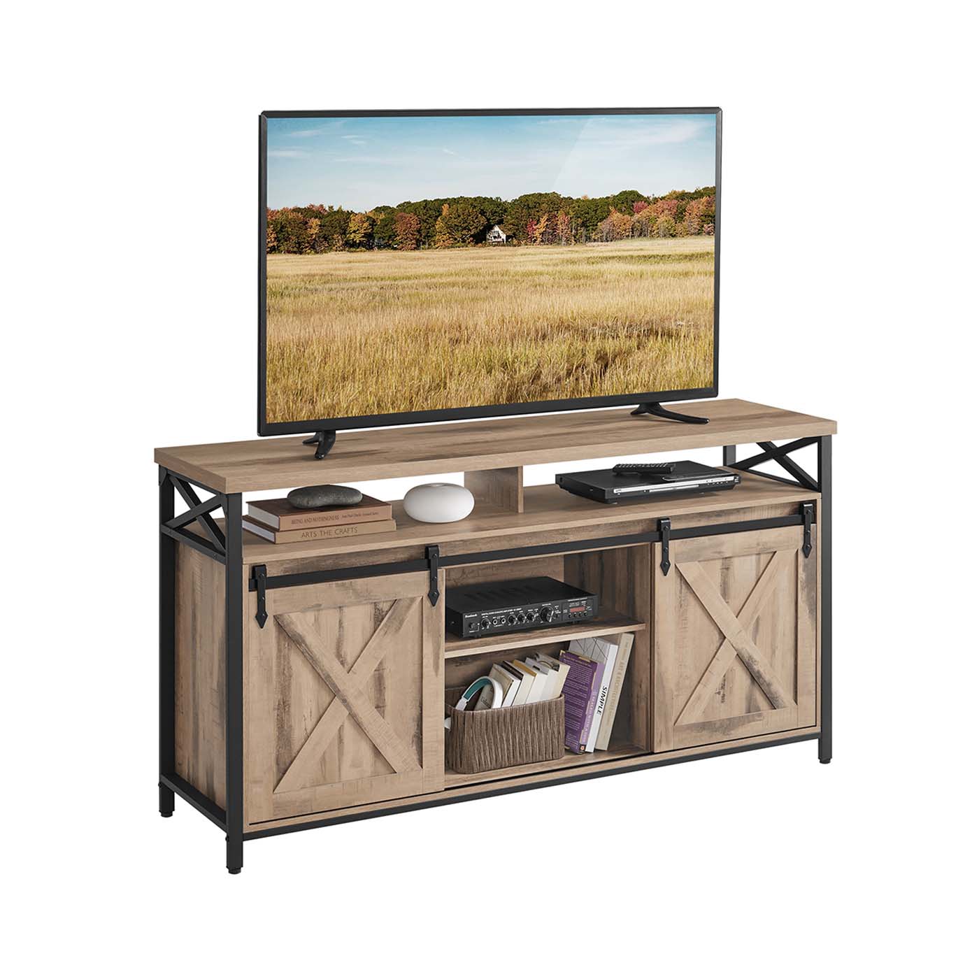 TV-Möbel-Country-Style-Vintage Brown-Zwart