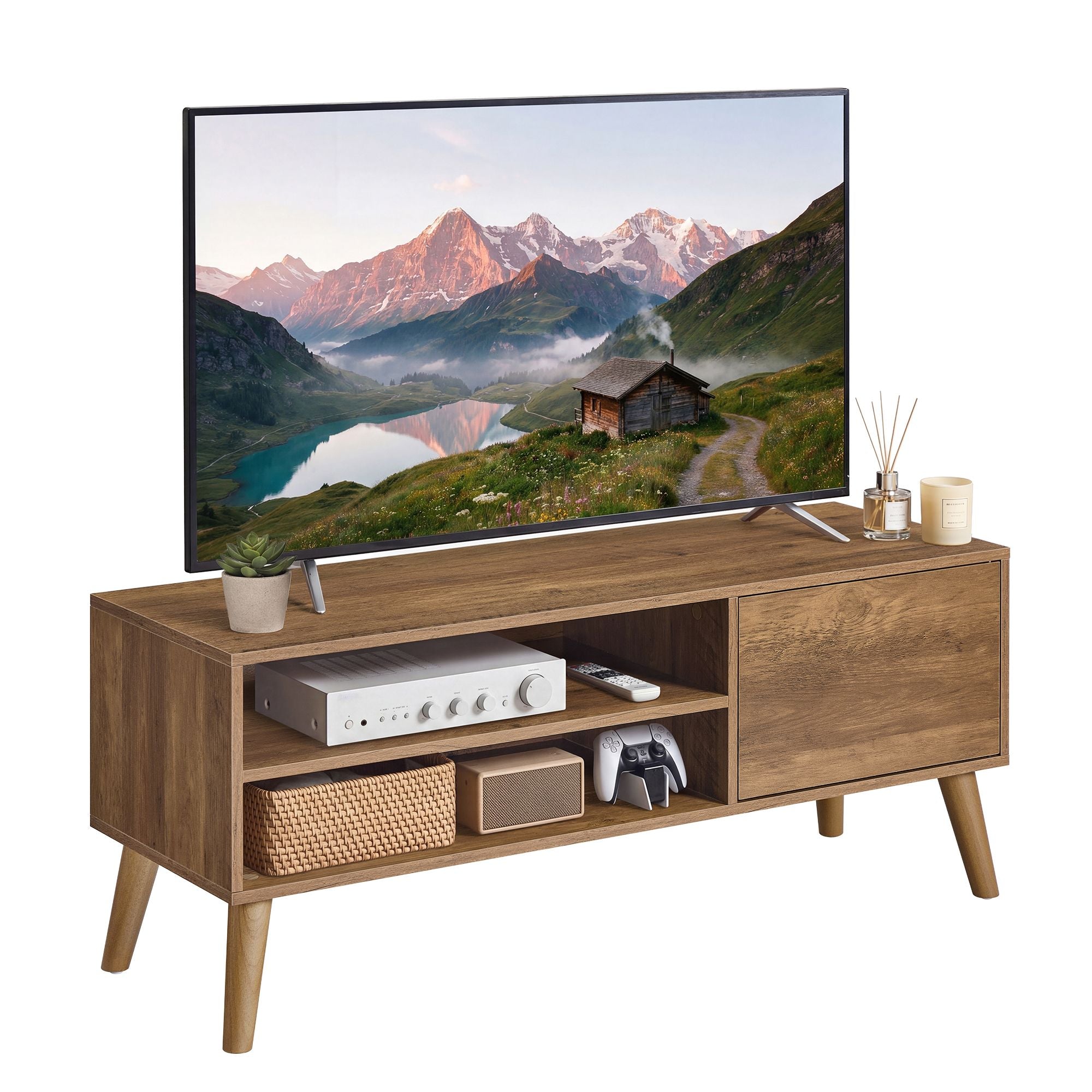 Tv-meubel - Voor Televisies tot 65 Inch - Warm aardbruin - 120 x 40 x 49 cm
