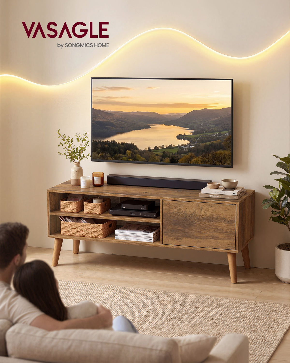 Tv-meubel - Voor Televisies tot 65 Inch - Warm aardbruin - 120 x 40 x 49 cm