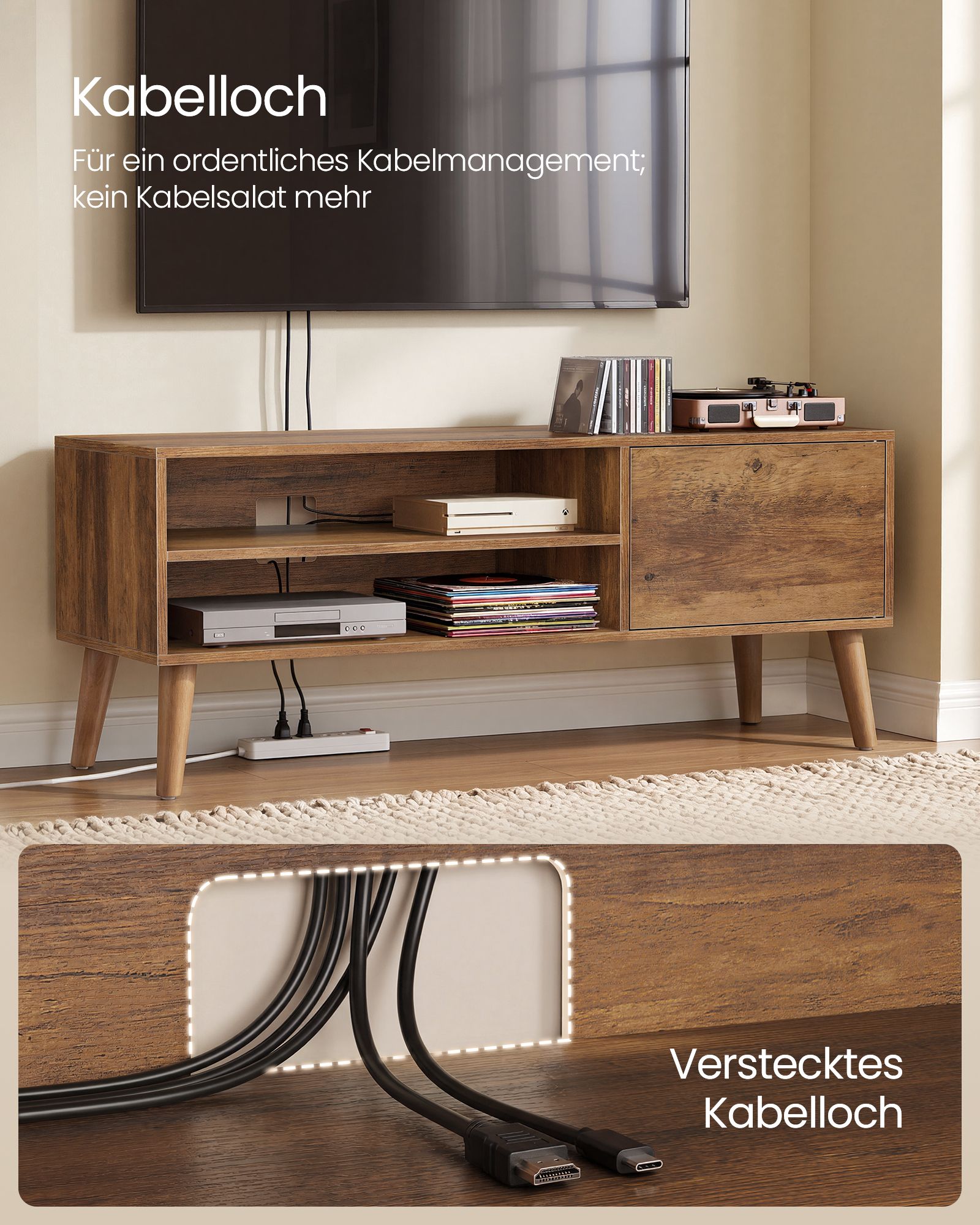 Tv-meubel - Voor Televisies tot 65 Inch - Warm aardbruin - 120 x 40 x 49 cm