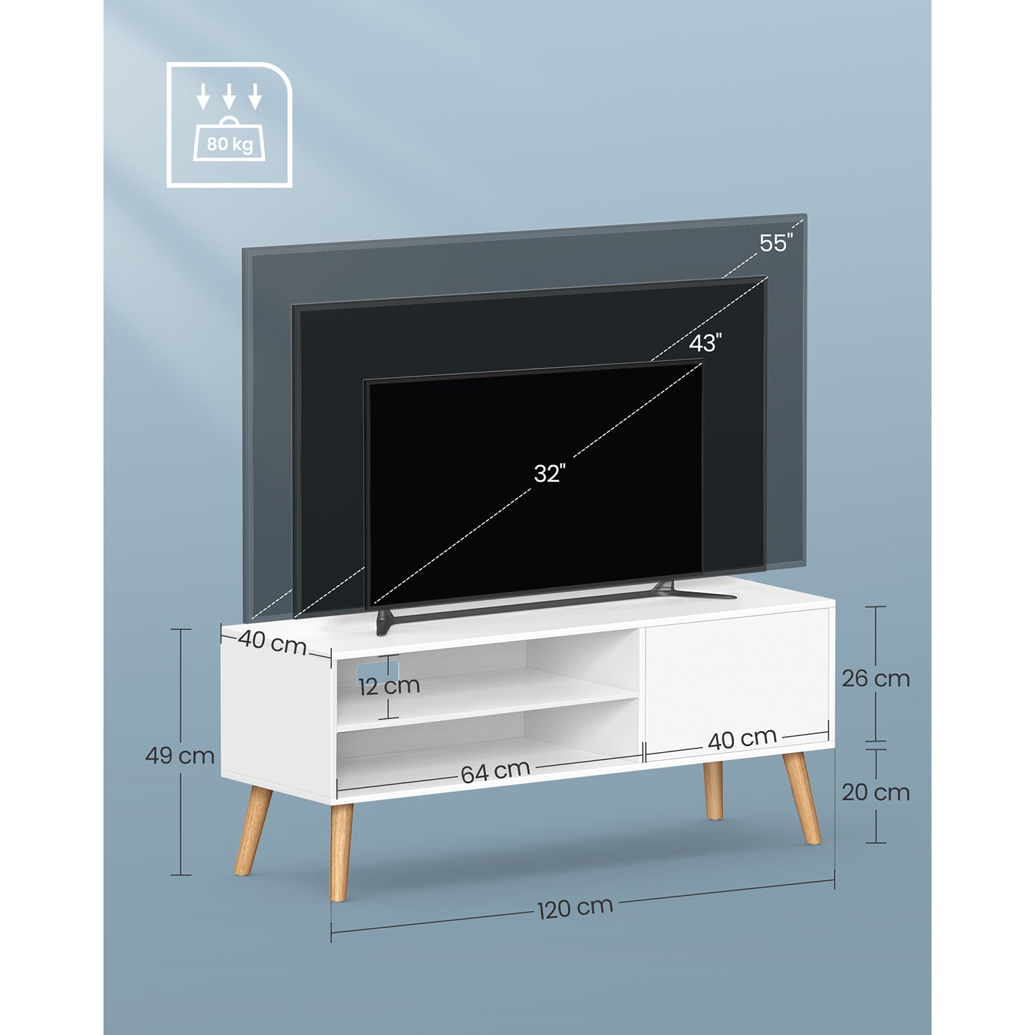 TV-Möbel-1-Tür-40 x 120 x 49 cm-weiß