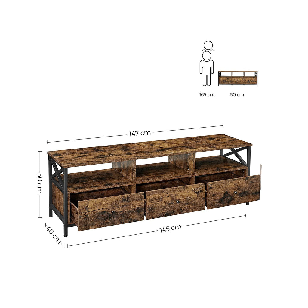 TV -Möbel - Couchtisch - mit 3 Schubladen - Industriedesign