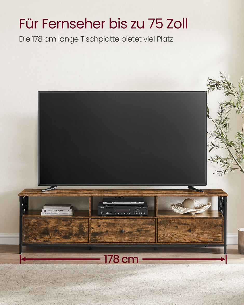 TV-Möbel-3 Schubladen-Vintage Brown & Schwarz