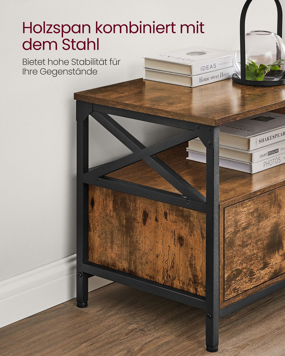 TV-Möbel-3 Schubladen-Vintage Brown & Schwarz