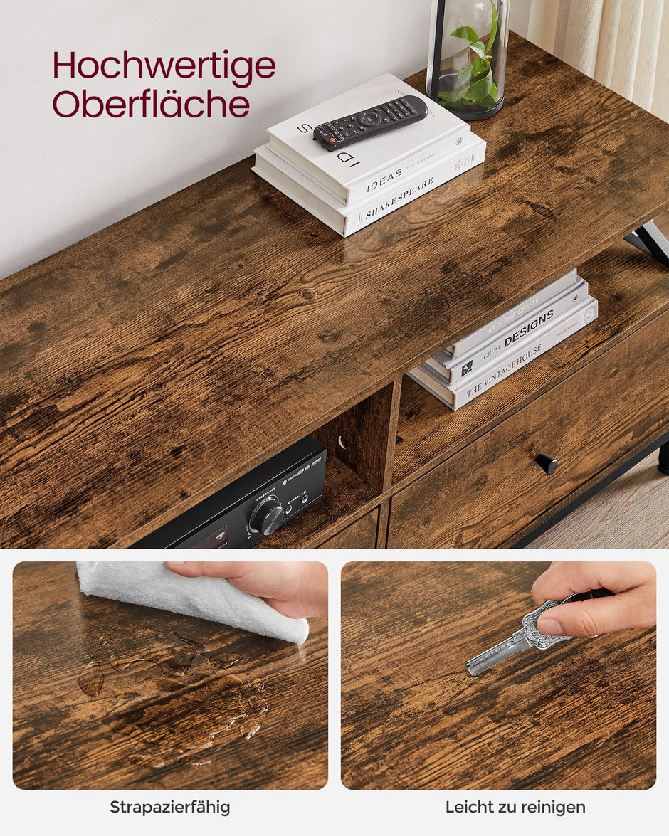 TV-Möbel-3 Schubladen-Vintage Brown & Schwarz
