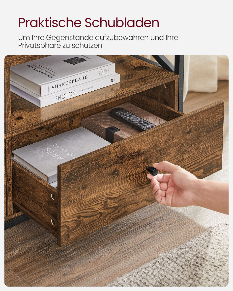 TV-Möbel-3 Schubladen-Vintage Brown & Schwarz