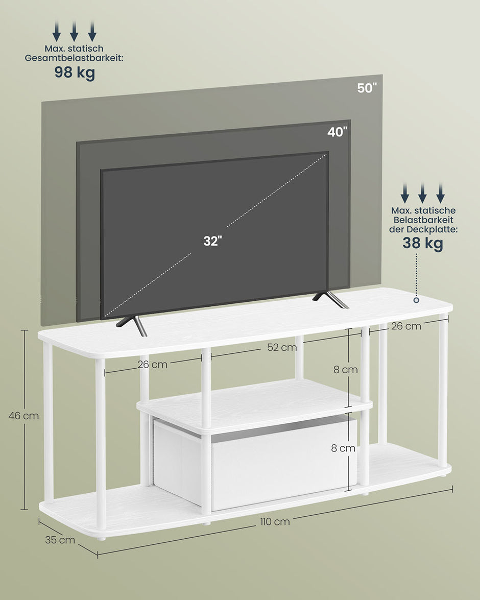 TV-Möbel für Fernseher bis zu 50 Zoll Schneewittchen weiß
