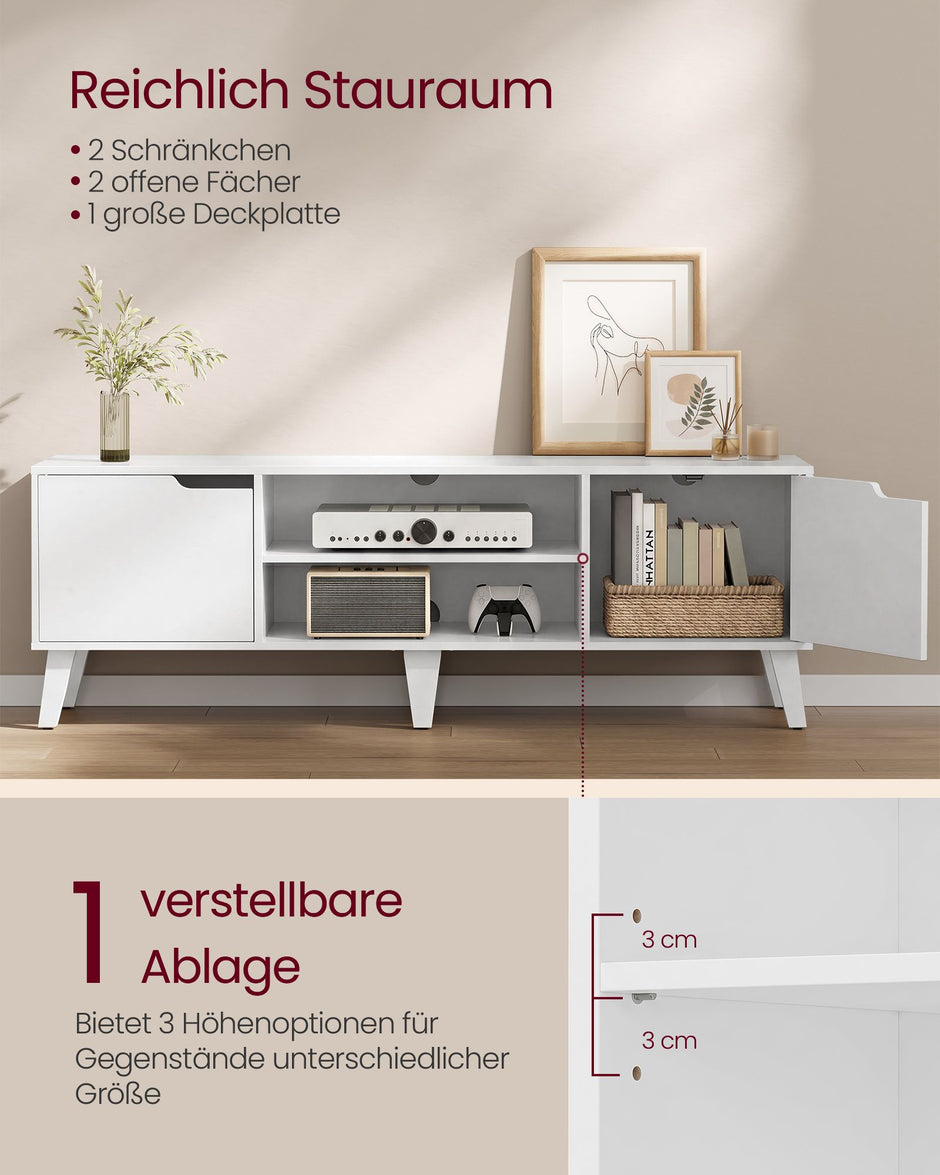 Tv-meubel - Voor Televisies tot 65 Inch - Wolkwit - 147 x 39 x 50,1 cm