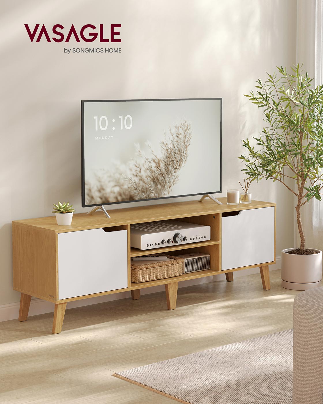 TV furniture with adjustable shelf in transition style