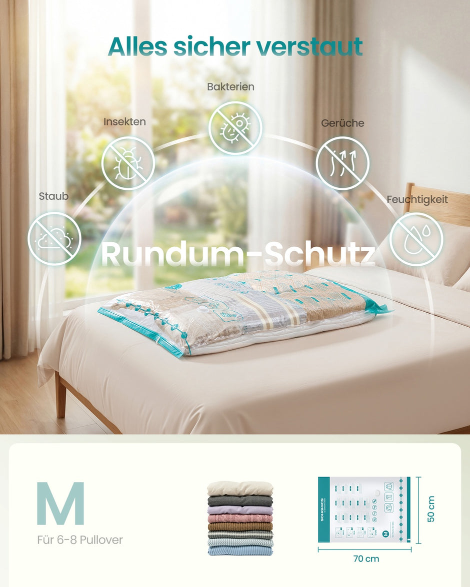 Vacuümzakken - 70 x 50 cm - 6 zakken - herbruikbaar - transparant - maximaal gewicht 0,4 kg