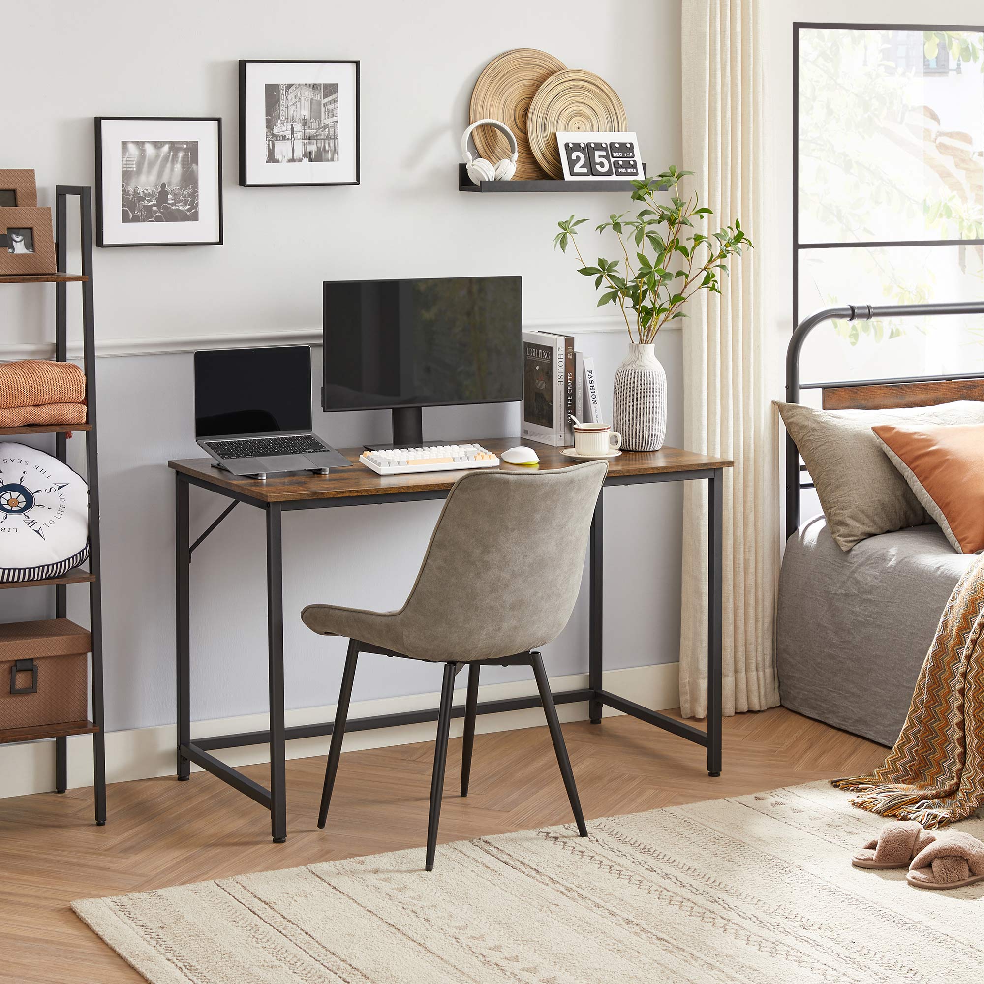 Schreibtisch - Computertisch - Bürobüro - PC -Tisch - Vintage Brown / Schwarz