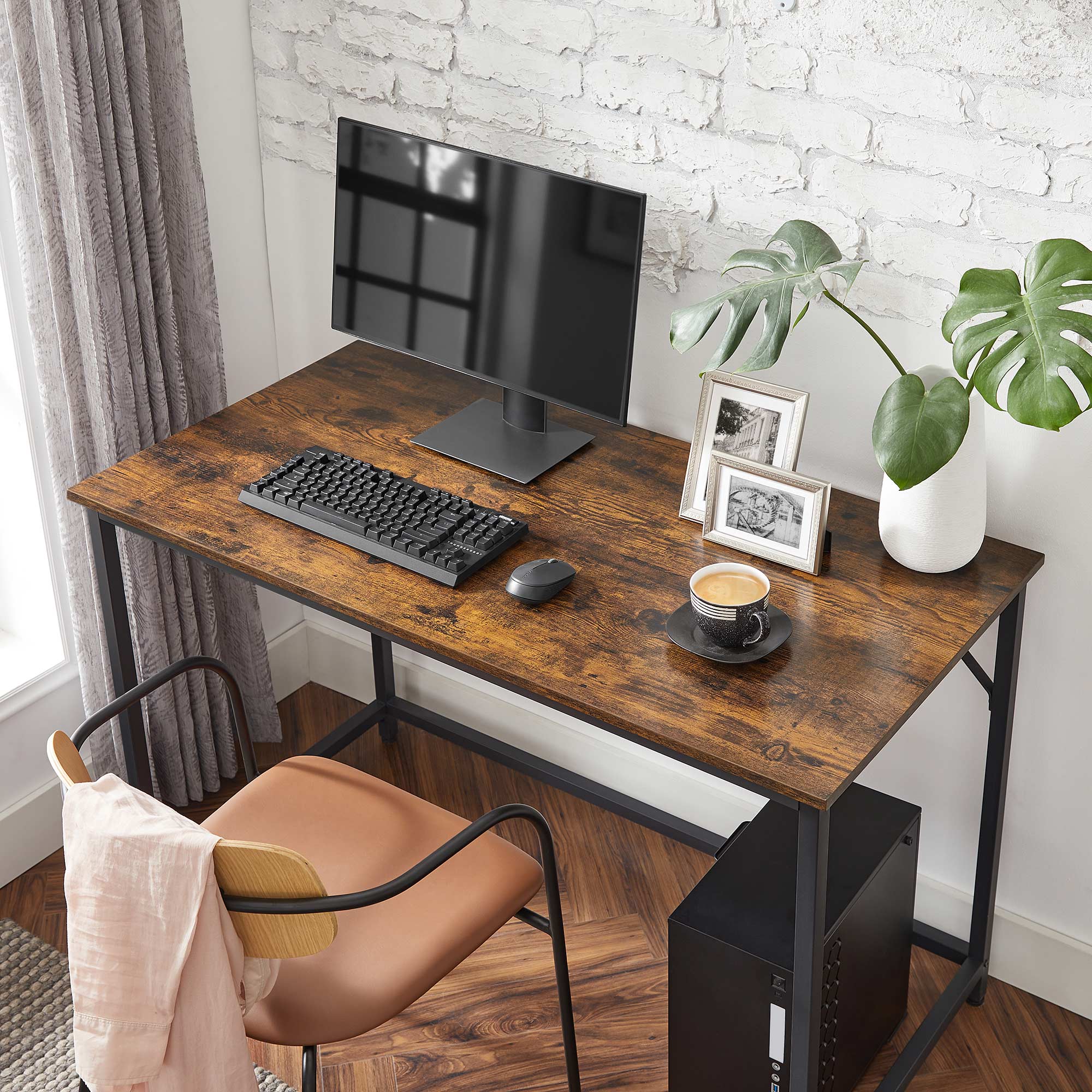 Schreibtisch - Computertisch - Bürobüro - PC -Tisch - Vintage Brown / Schwarz