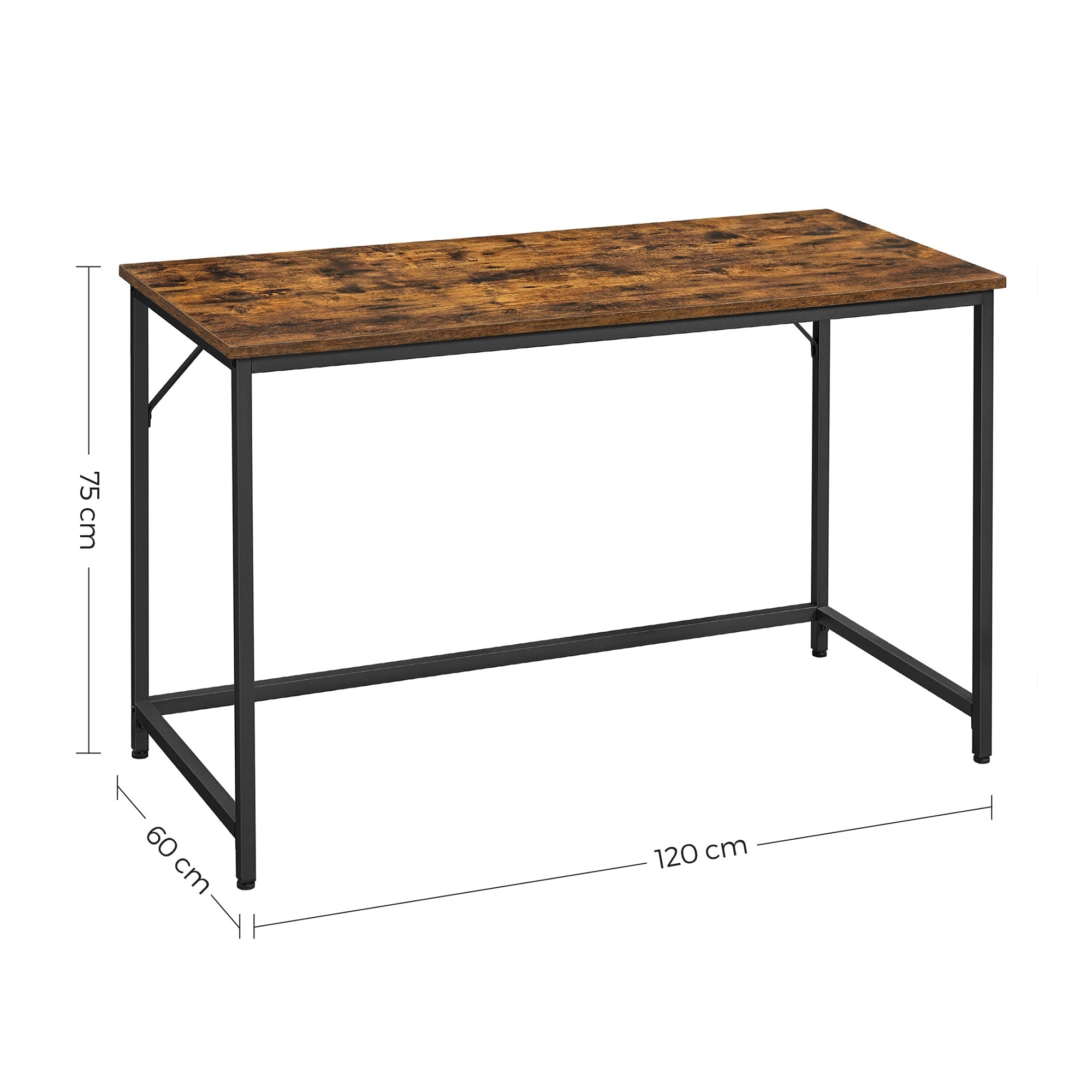 Schreibtisch - Computertisch - Bürobüro - PC -Tisch - Vintage Brown / Schwarz