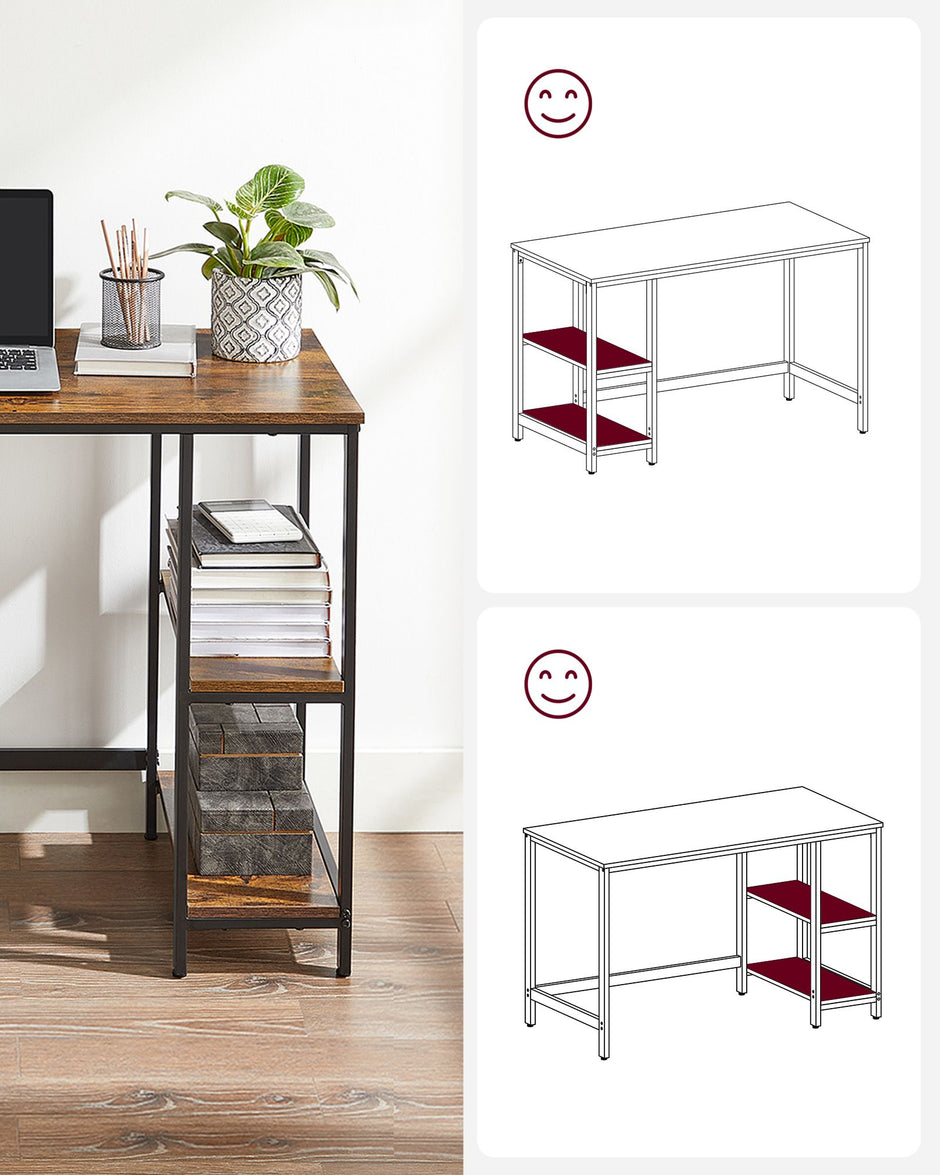 Bureau - Industrial Look - mit 2 Regalen