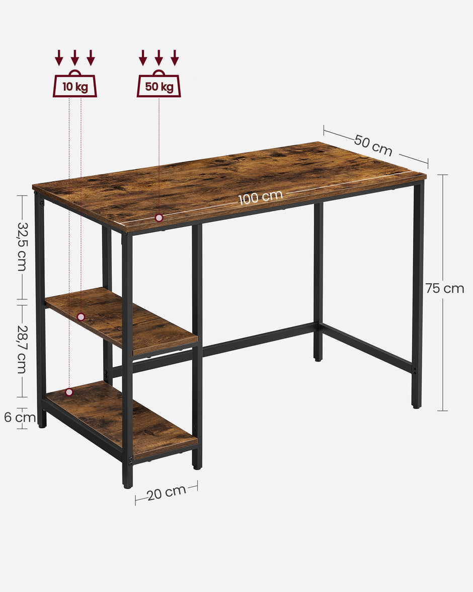 Bureau - Industrial Look - mit 2 Regalen
