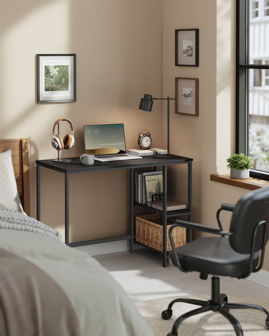 Bureau - mit 2 Regalen - Ebbenzwart Stahlrahmen