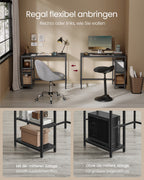 Bureau - mit 2 Regalen - Ebbenzwart Stahlrahmen