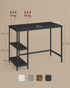 Bureau - mit 2 Regalen - Ebbenzwart Stahlrahmen