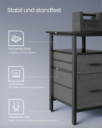 Bureau - Hoekbureau - L -Form - mit Steckdose und Schubladen - schwarz