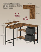 L-förmiger Schreibtisch mit 2 Schubladen-115 × 105 cm