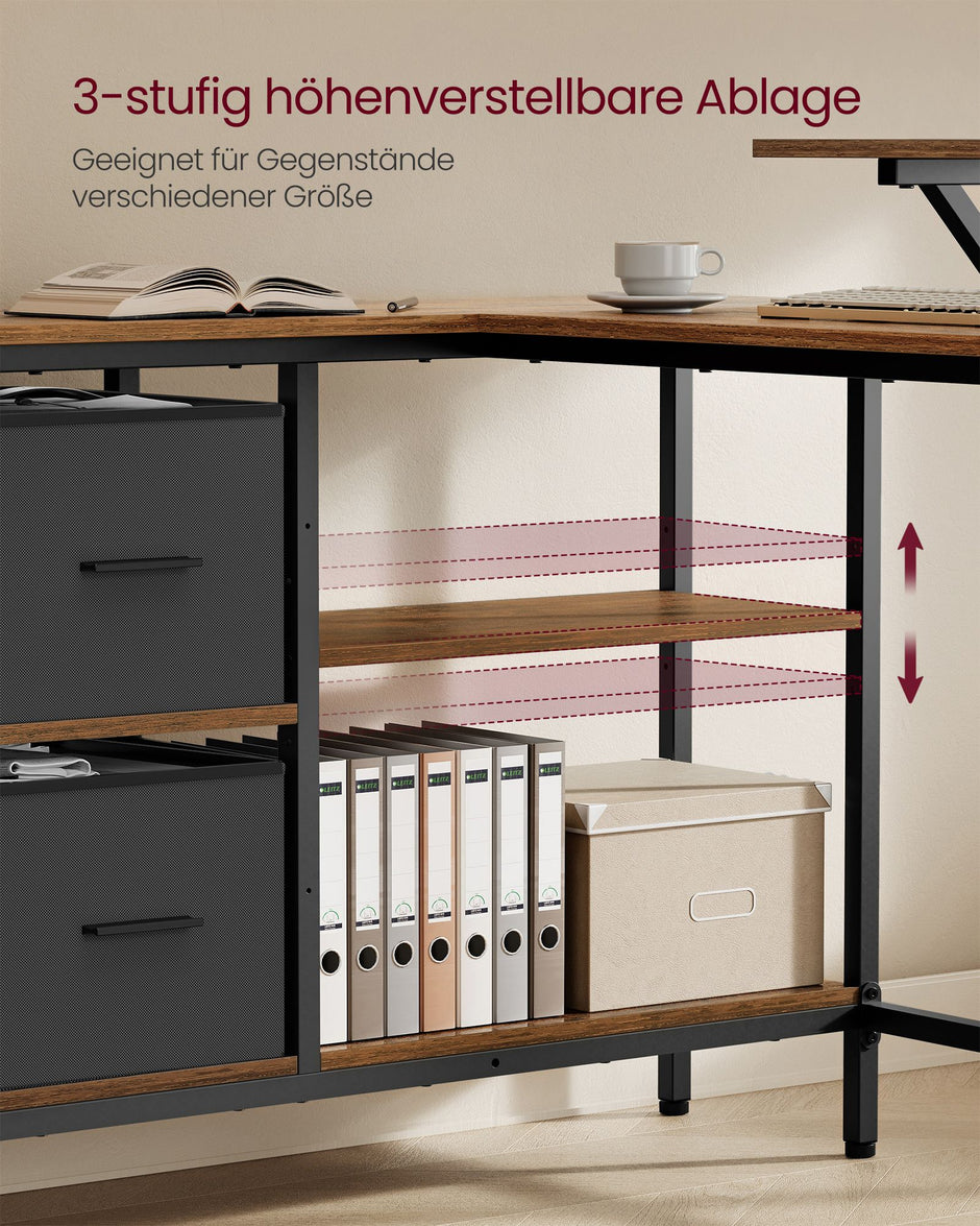 L-förmiger Schreibtisch mit 2 Schubladen-135 × 105 cm